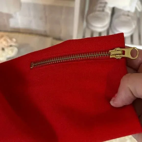 J Crew Women's Sz 00 Red Orange Lined Zipper Accent Shift Dress #0263 - Picture 5 of 13